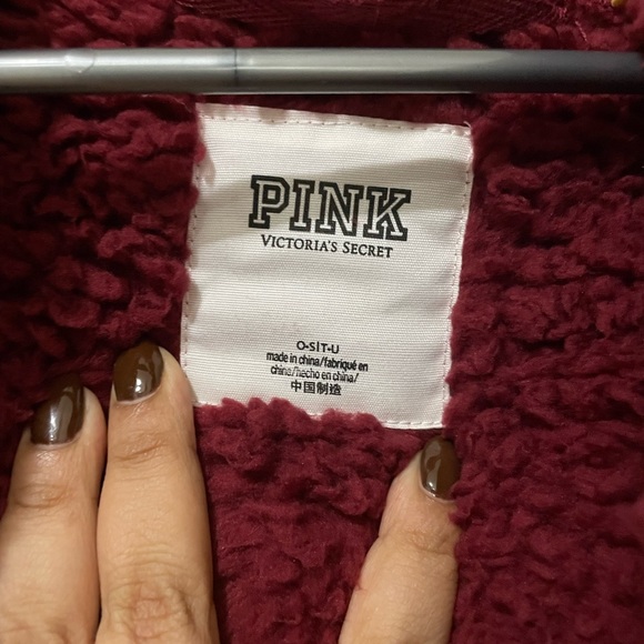 Pink (victoria secret) one size fluffy cardigan with hoody - Picture 2 of 3